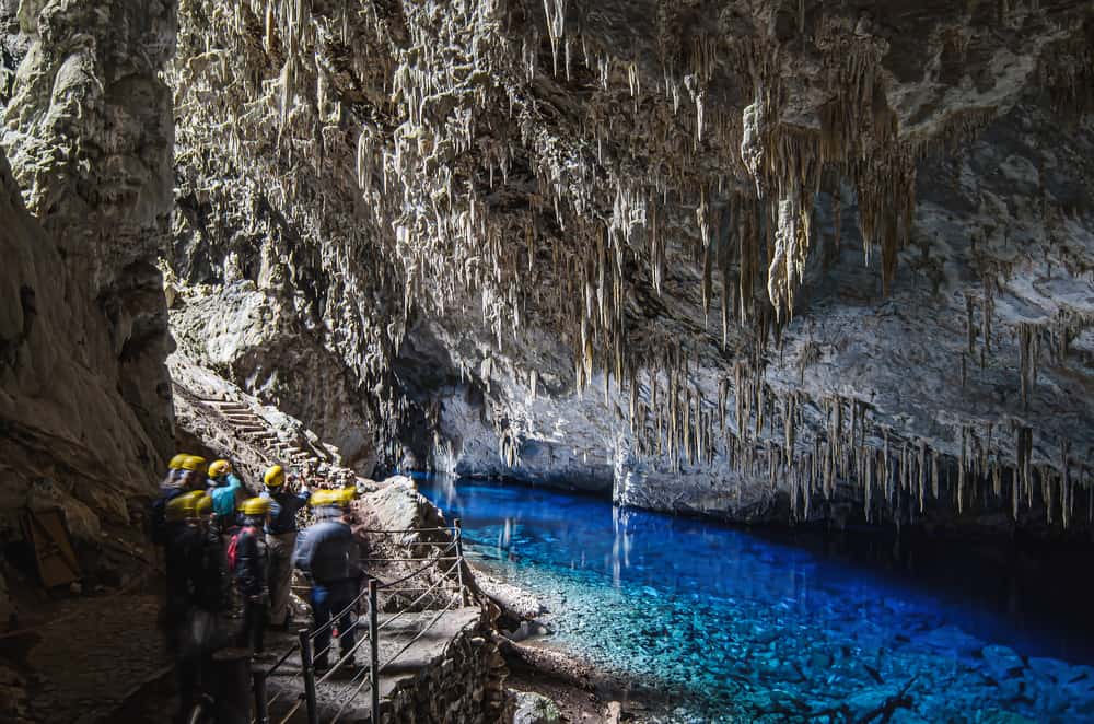 inside the blue lake cave in bonito brazil