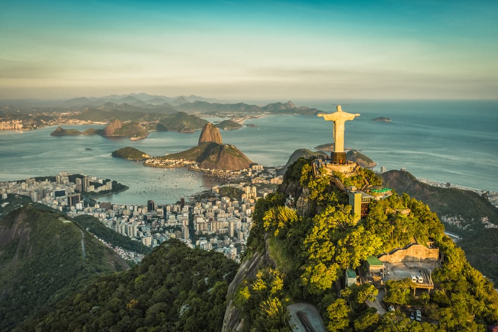 aerial view of christ the redeemer in rio de janeiro