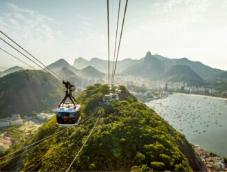 sugarloaf mountain and cable car in rio de janeiro brazil