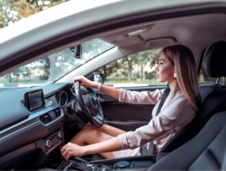woman driving a car