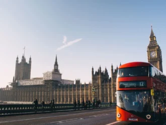 Cartão postal da Inglaterra, mostrando também a famosa mão inglesa. Foto de Aron Van de Pol na Unsplash