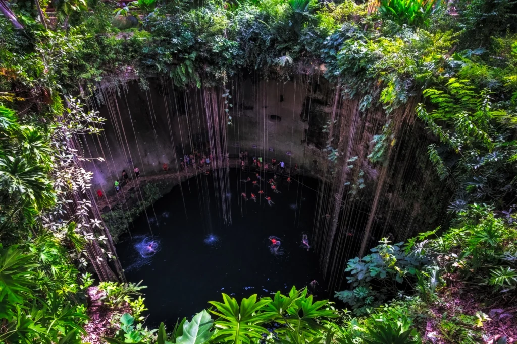 Vista desde arriba de un cenote