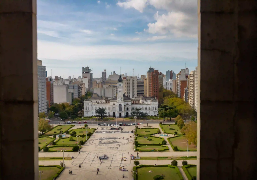 Vista de la Plaza Moreno un día con poca gente