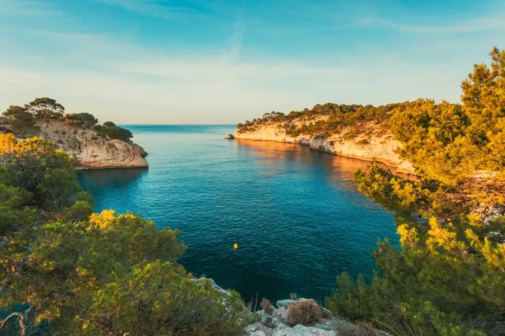 Aerial view of the Calanques, near Marseilles.