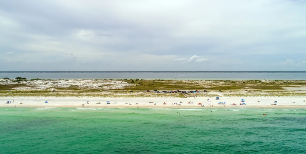 Aerial view of Pensacola beach.