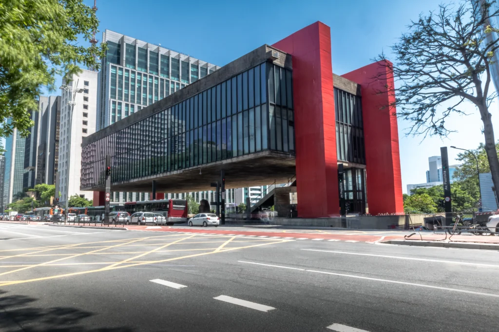 Street view of MASP and the Paulista Avenue, in São Paulo.