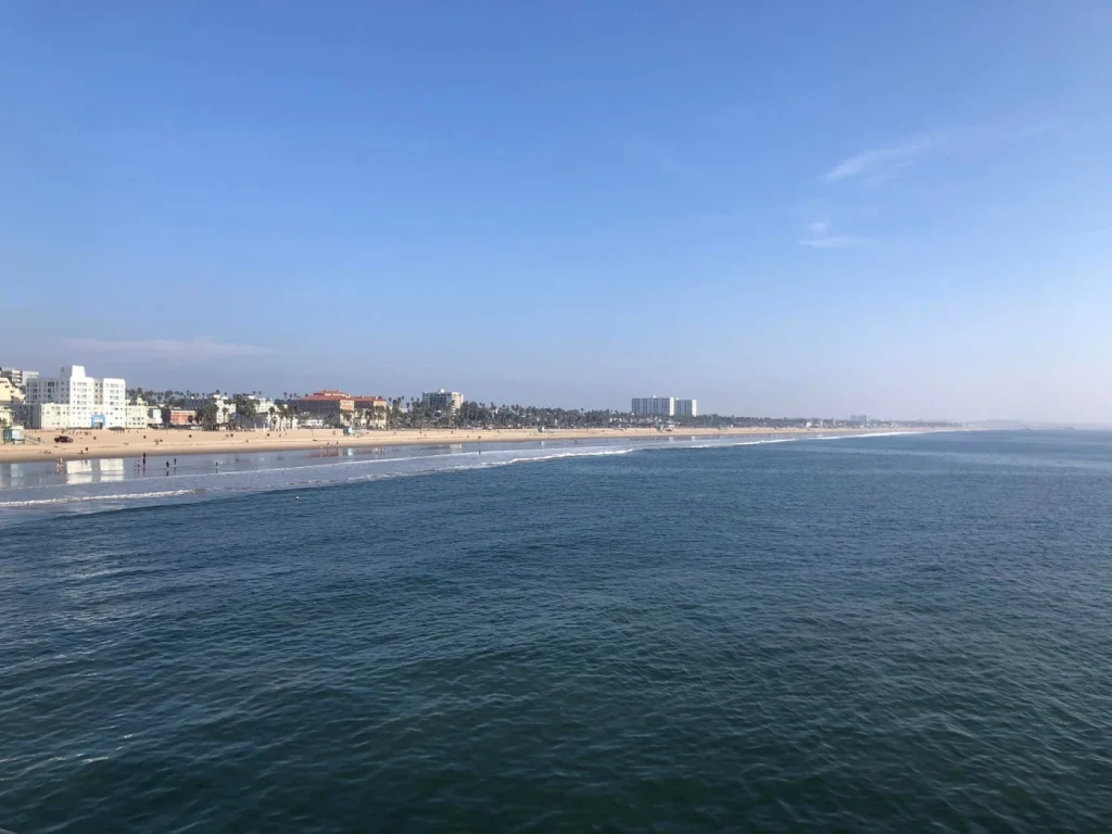 A wide shot of the Santa Monica Ocean.